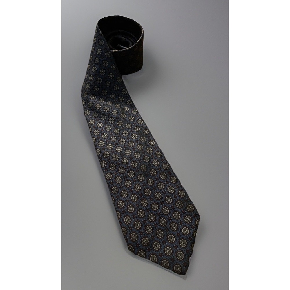 Anderson Little Vintage Neckwear Tie Blue Geometric Pattern USA 100% Silk JBHS